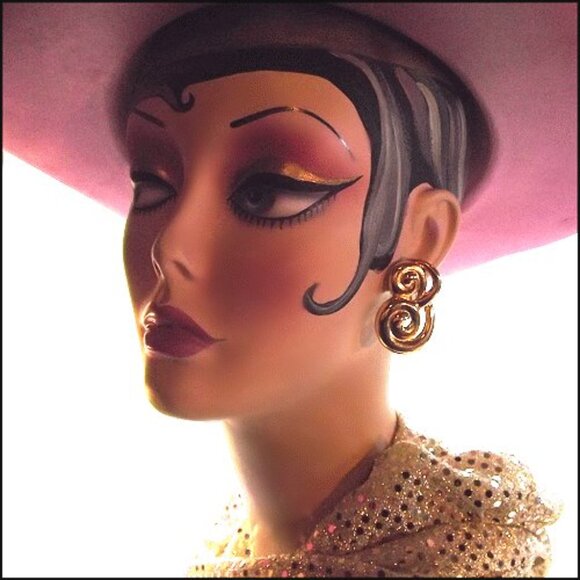 1980s Anne Klein Signed Retro Vintage Gold Earrings 15580 - Picture 5 of 5